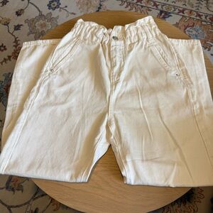 ZARA Off-White High Rise Elastic Waist Jeans – Size 0